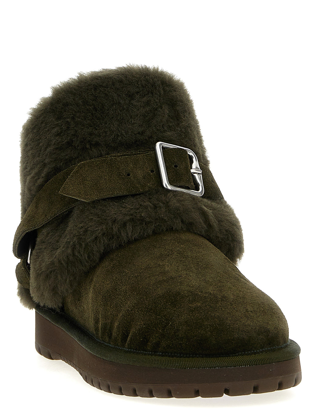 Suede Leather Chubby Ankle Boots