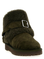 Suede Leather Chubby Ankle Boots