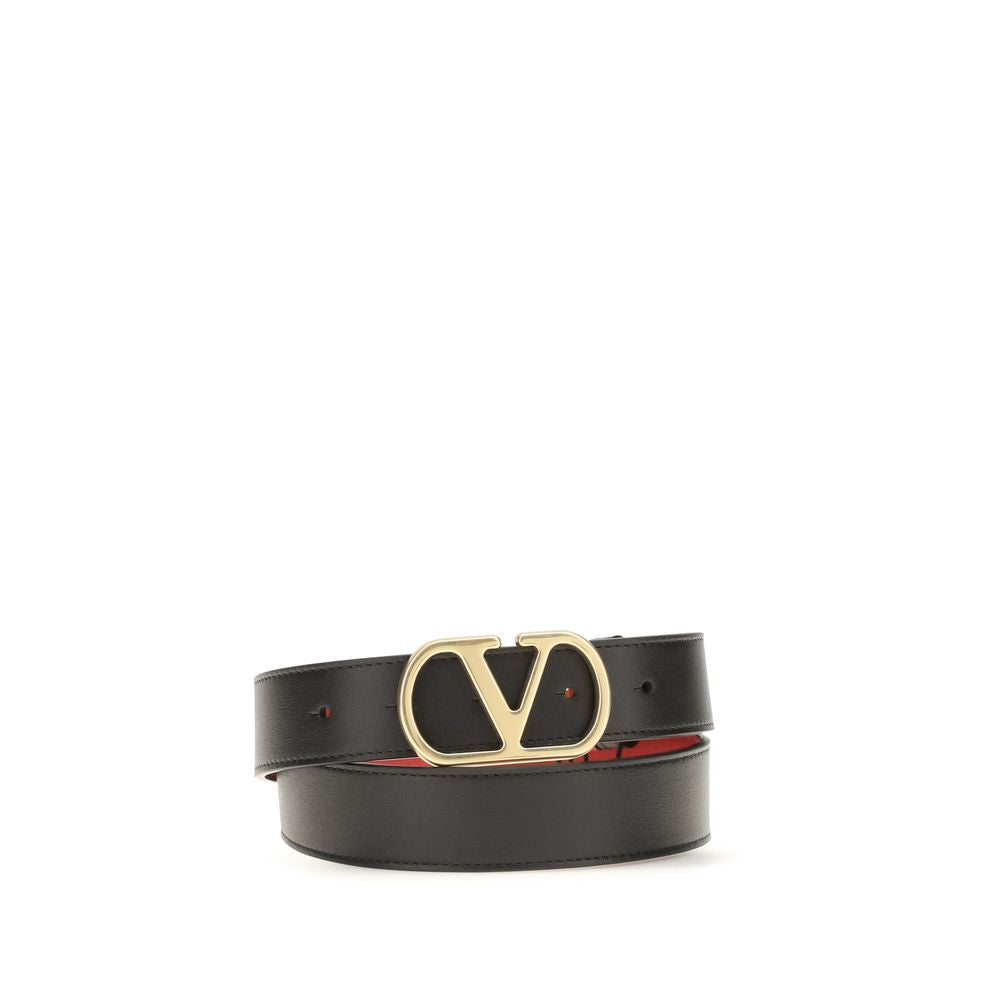 Polished Calfskin VLogo Signature Reversible Belt