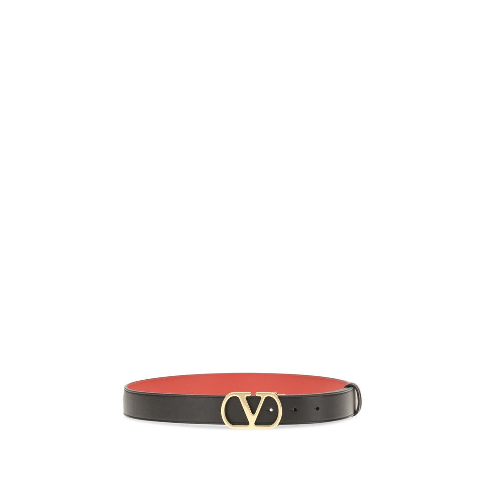Polished Calfskin VLogo Signature Reversible Belt