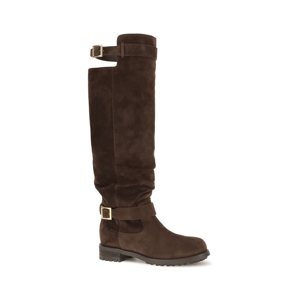 Brown Calf Leather Biker KB Over-the-Knee Boots