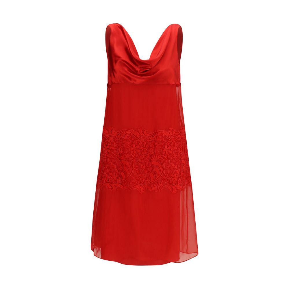 Silk Draped Lace Dress