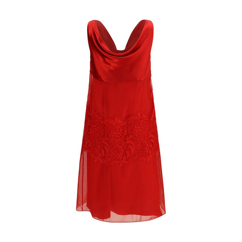 Silk Draped Lace Dress