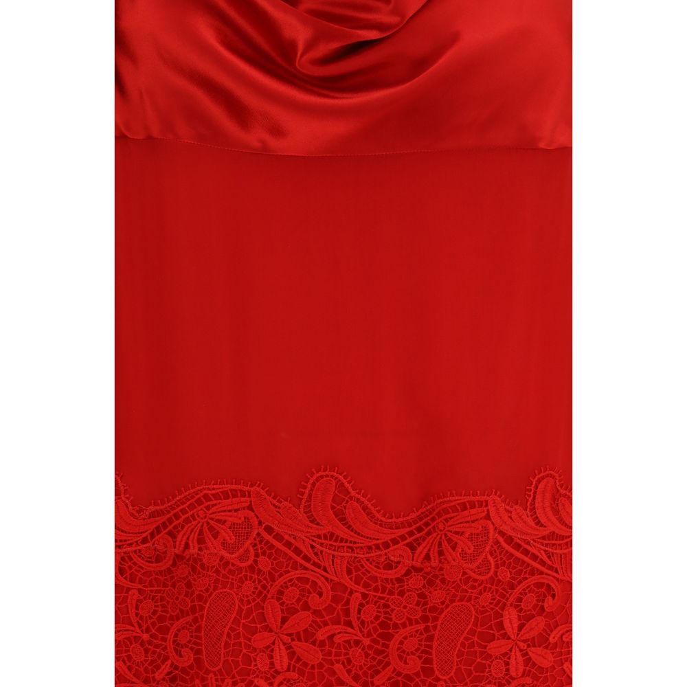Silk Draped Lace Dress