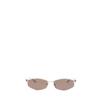 Silver Metal Geometric Oval Sunglasses