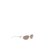Silver Metal Geometric Oval Sunglasses
