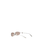 Silver Metal Geometric Oval Sunglasses
