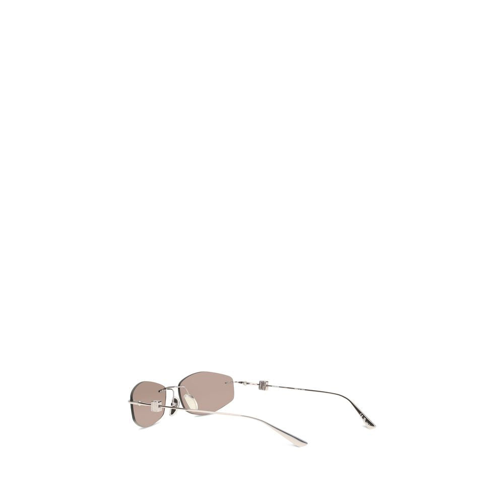 Silver Metal Geometric Oval Sunglasses