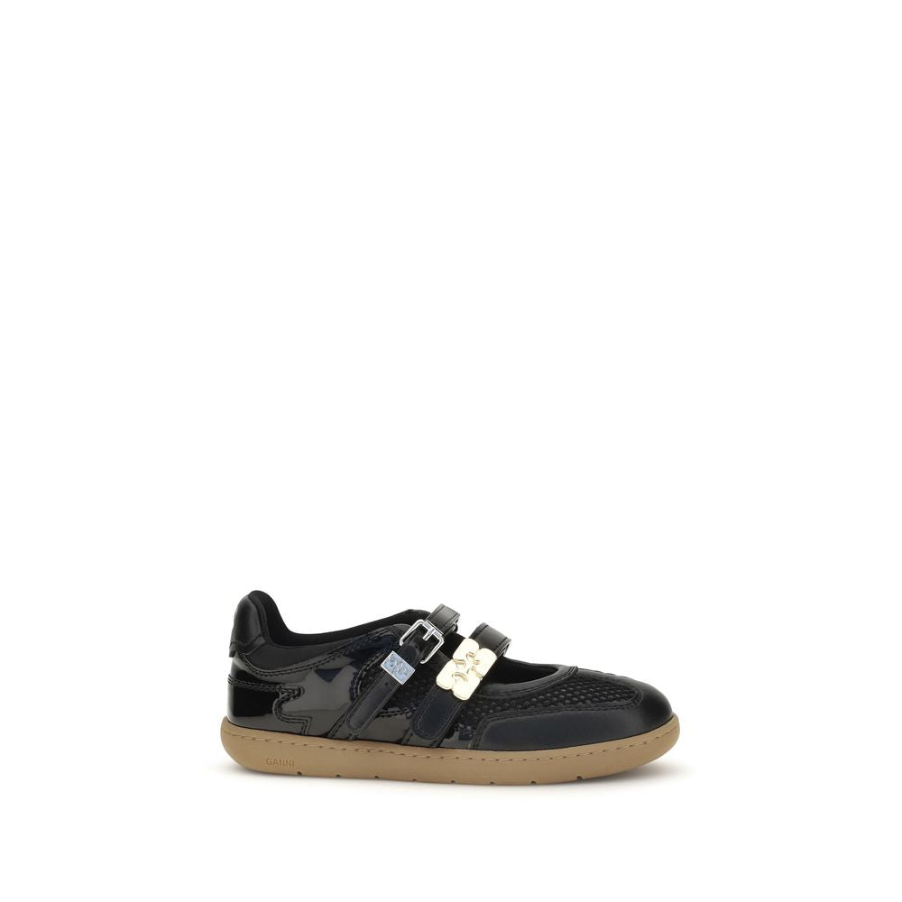 Black Polyester Sue Ballerinas Flats