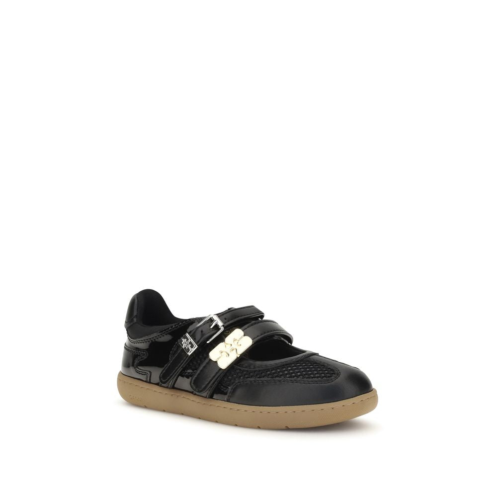 Black Polyester Sue Ballerinas Flats