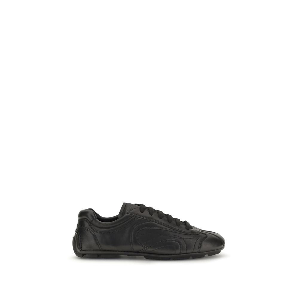 Black Lamb Leather Low‑Top Sneakers