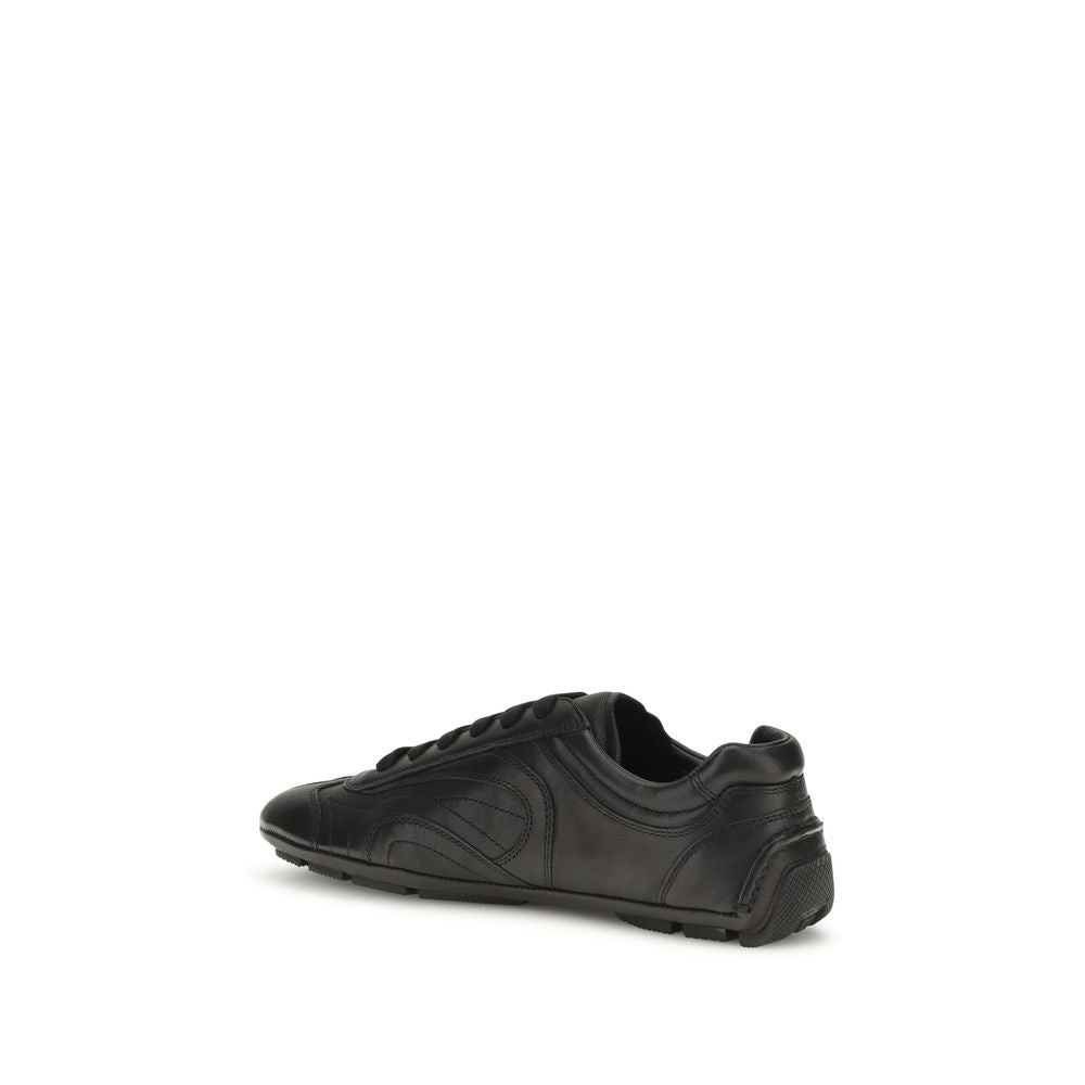 Black Lamb Leather Low‑Top Sneakers