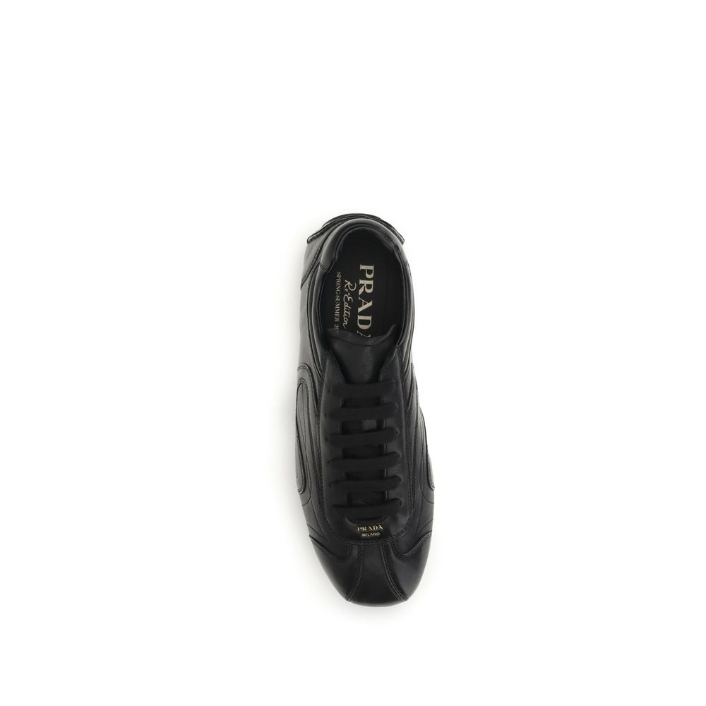 Black Lamb Leather Low‑Top Sneakers