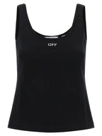 Black Cotton Off Stamp Tank Top