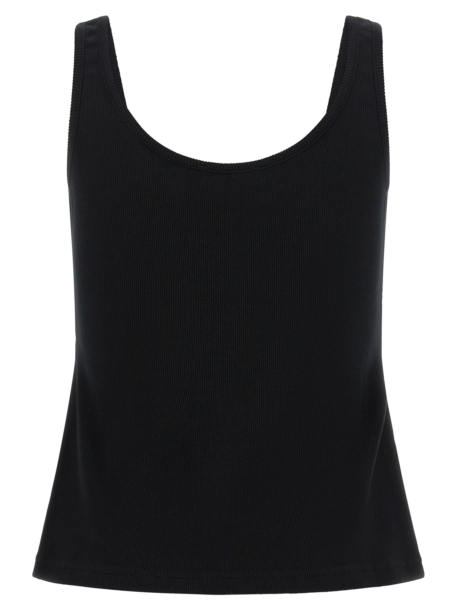 Black Cotton Off Stamp Tank Top