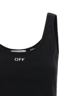 Black Cotton Off Stamp Tank Top