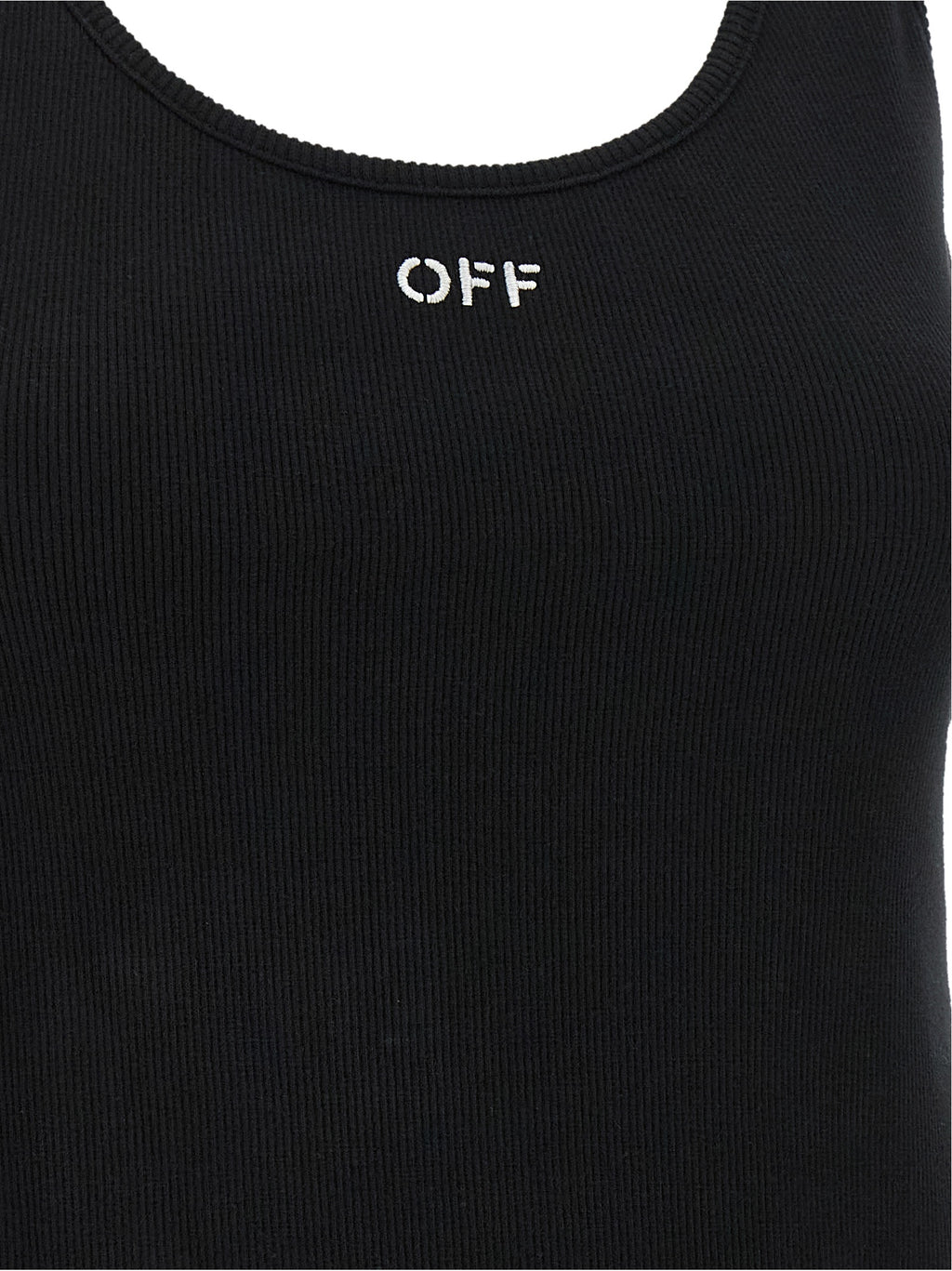 Black Cotton Off Stamp Tank Top