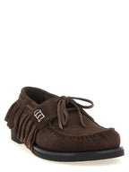 Chocolate Brown Suede Ruffle Moccasins