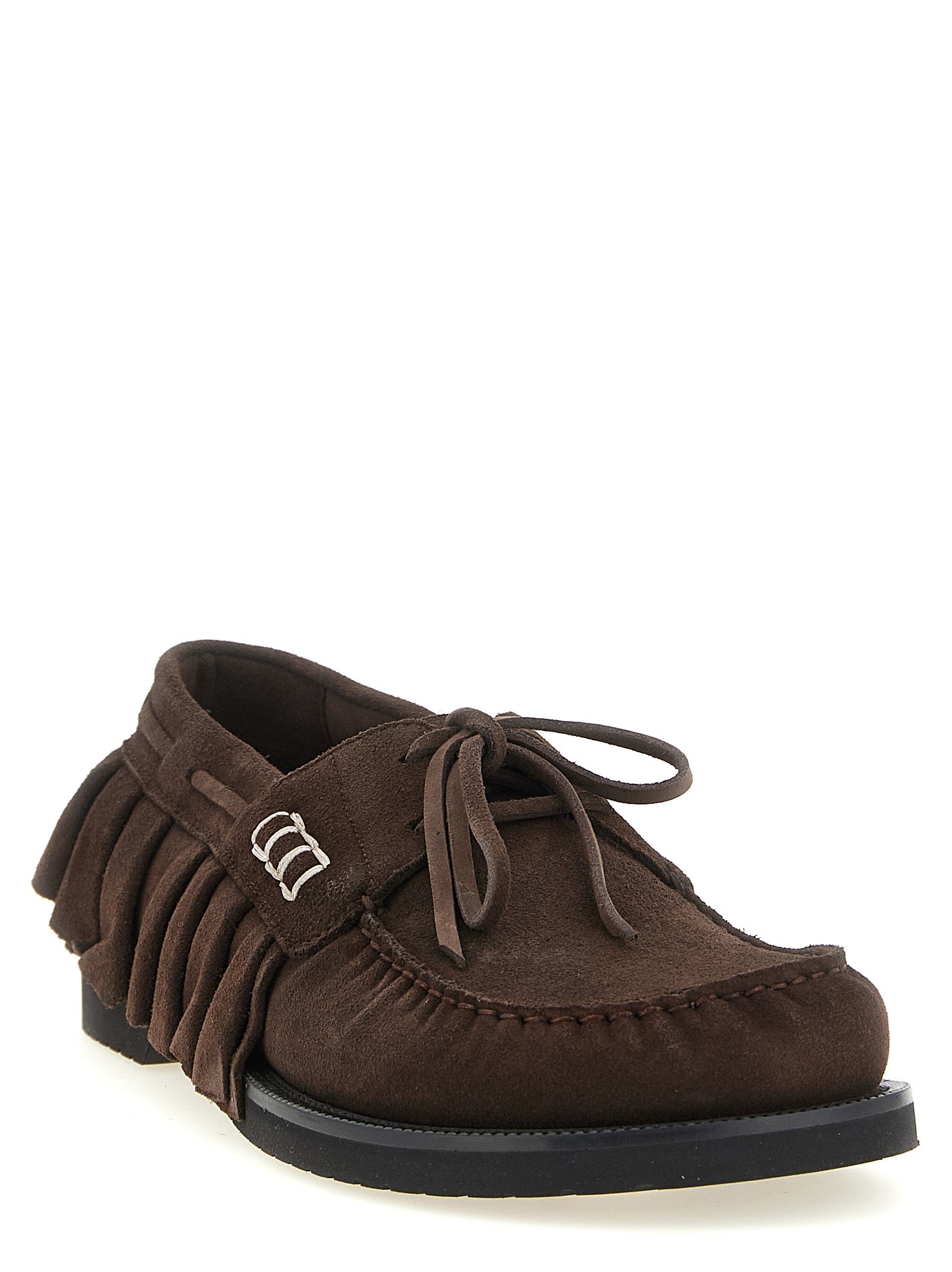 Chocolate Brown Suede Ruffle Moccasins