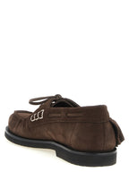 Chocolate Brown Suede Ruffle Moccasins