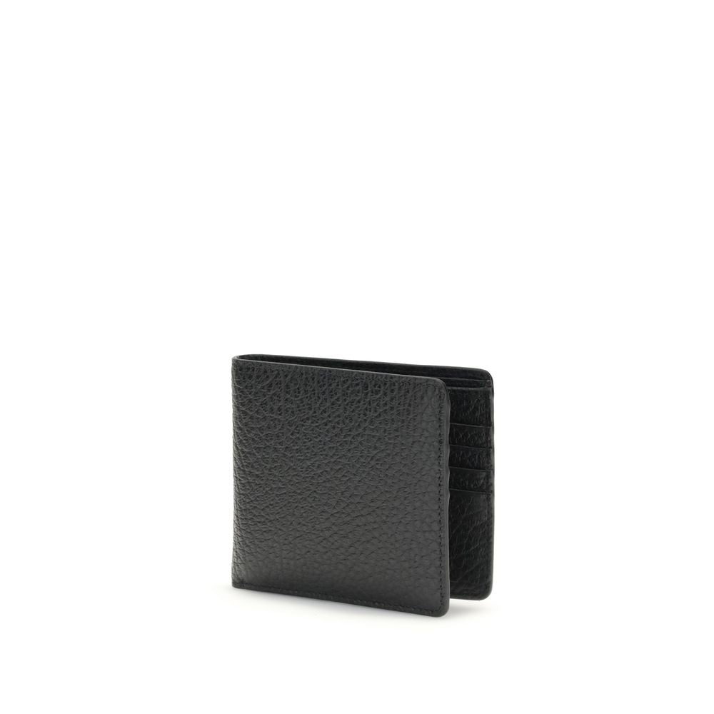 Black Grained Calf Leather Billfold Wallet