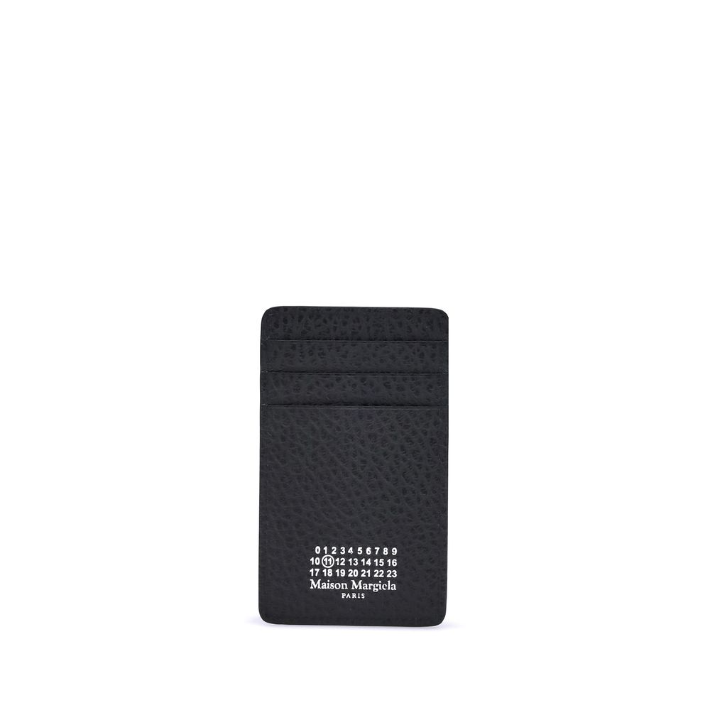 Black Grained Leather Card Holder