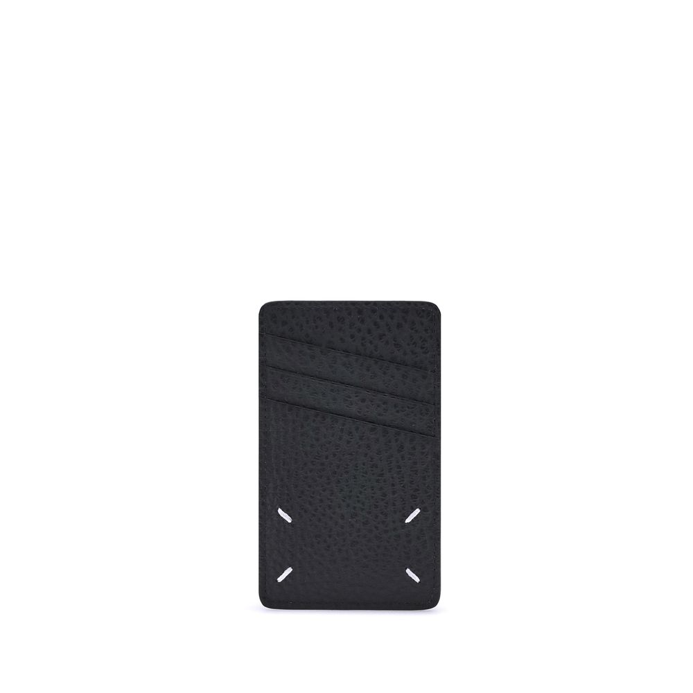 Black Grained Leather Card Holder