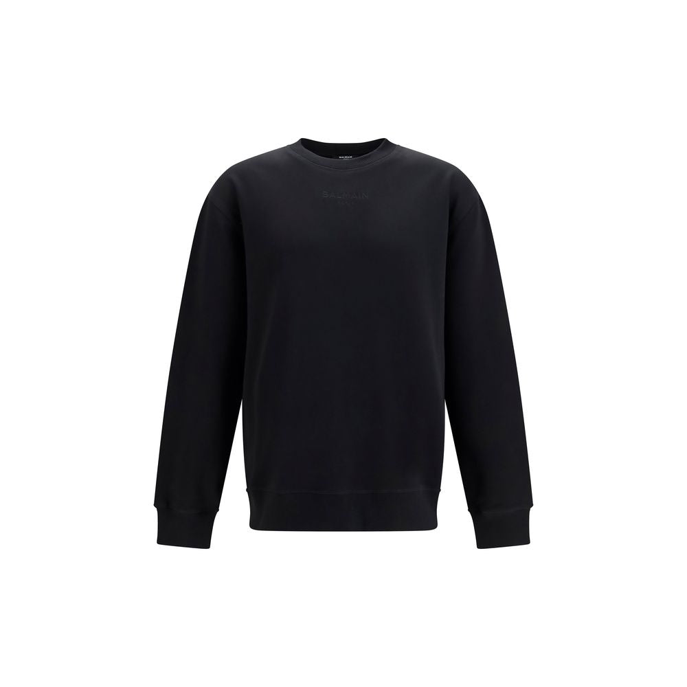 Black Cotton Crewneck Sweatshirt
