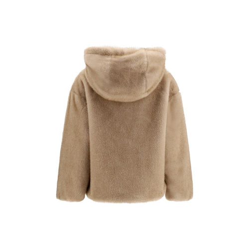 Oversized Eco-Fur Hooded Jacket with Satin Lining