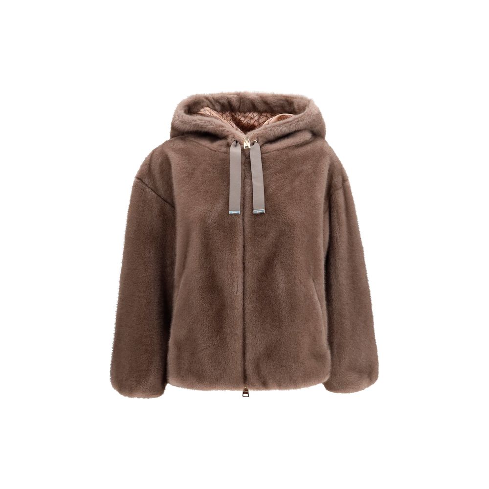 Brown Eco-Fur Full-Length Jacket