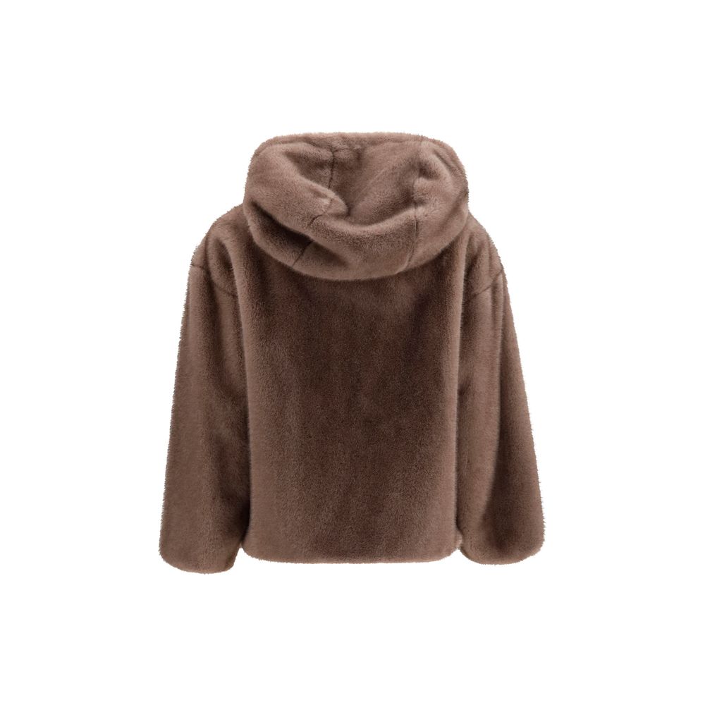 Brown Eco-Fur Full-Length Jacket