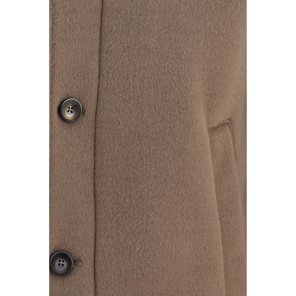 Brown Polyester Full-Length Jacket