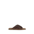 Brown Calf Leather Flat Sandals