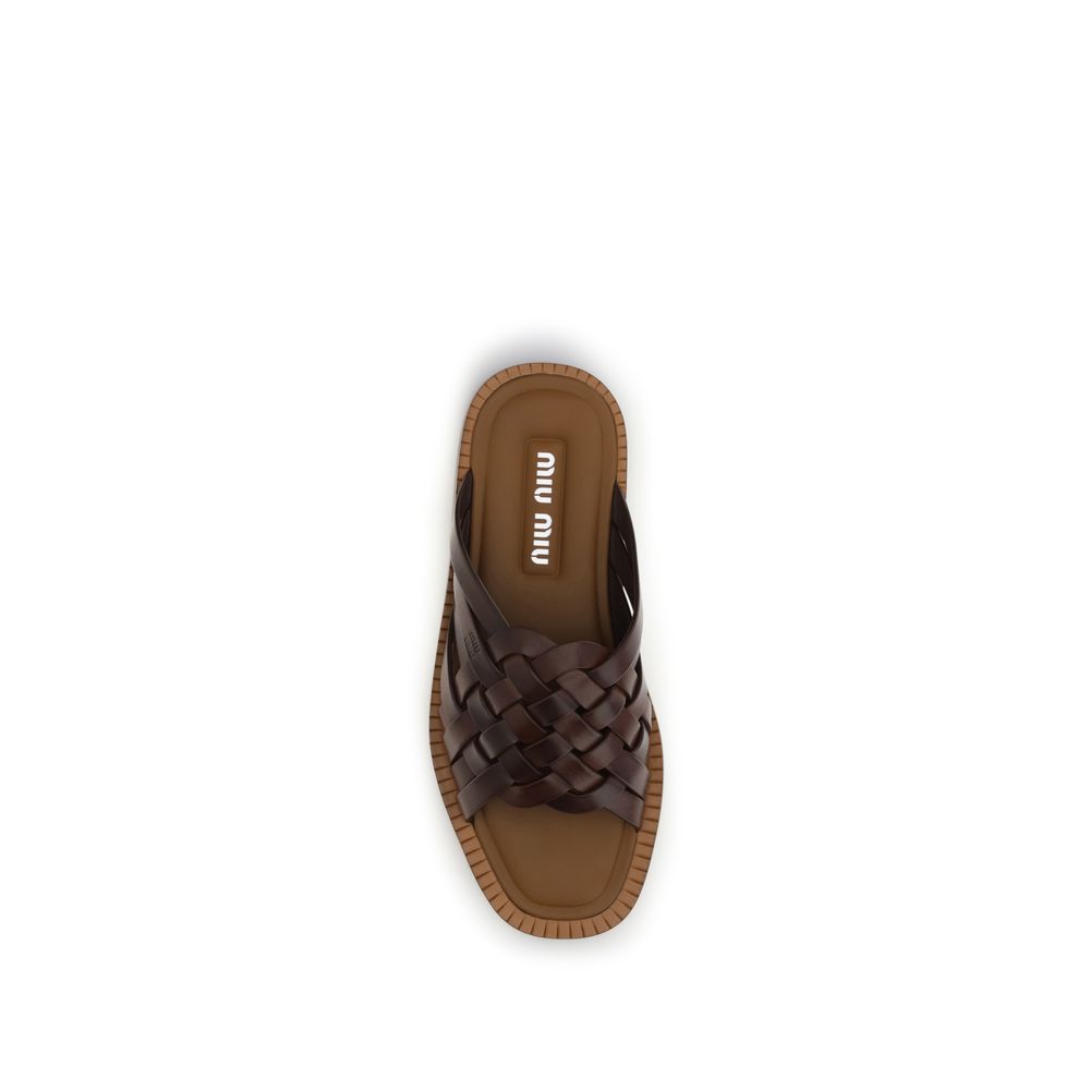 Brown Calf Leather Flat Sandals