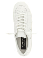 White Cowhide Low Top Sneakers