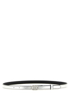 Silver Calfskin Thin Belt