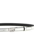 Silver Calfskin Thin Belt