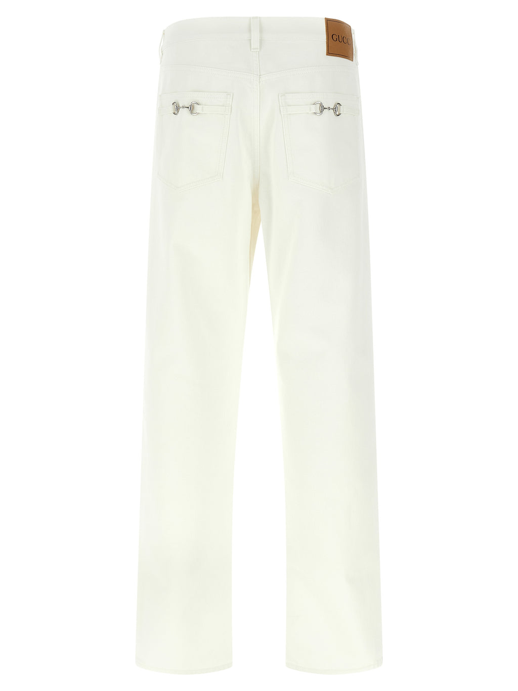 White Cotton Straight-Leg Jeans