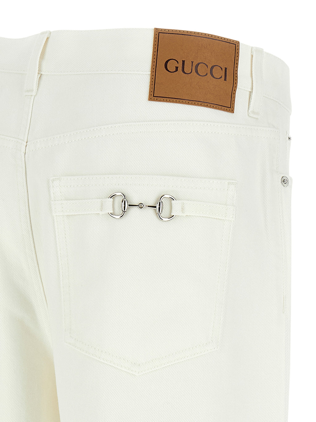 White Cotton Straight-Leg Jeans