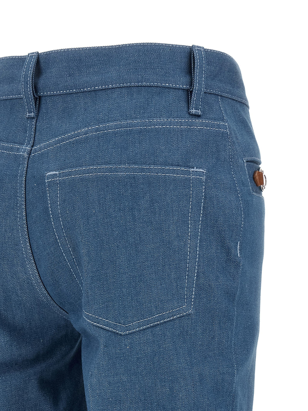 Light Blue Cotton Straight-Leg Jeans