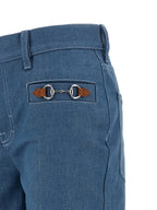 Light Blue Cotton Straight-Leg Jeans