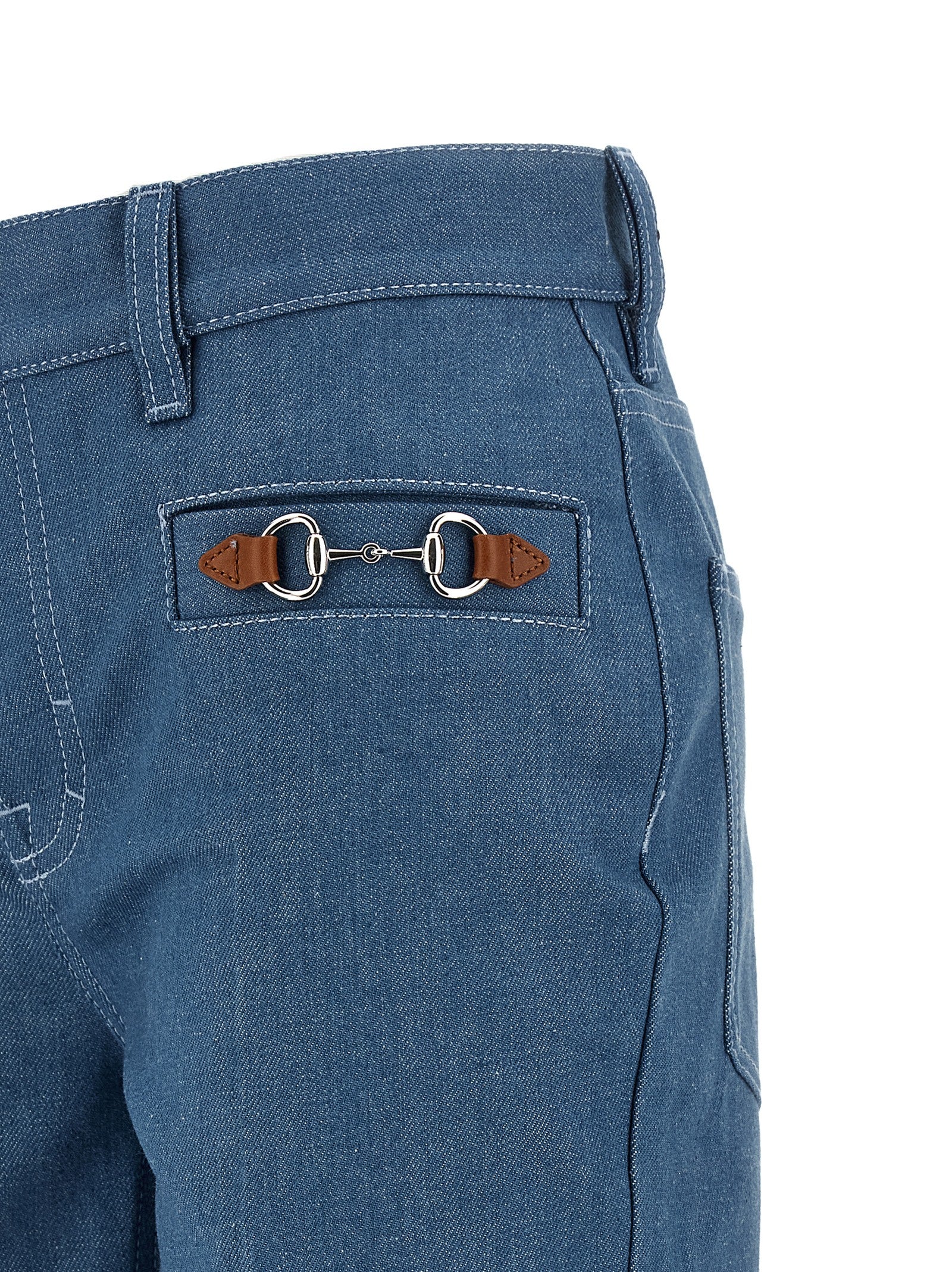 Light Blue Cotton Straight-Leg Jeans