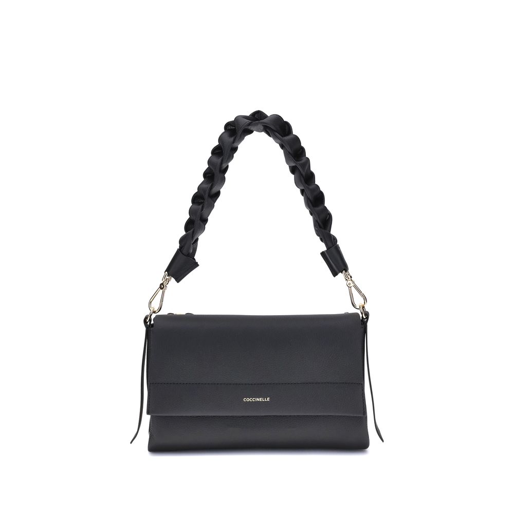 Black Calf Leather Shoulder Bag