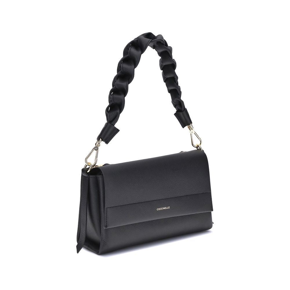 Black Calf Leather Shoulder Bag
