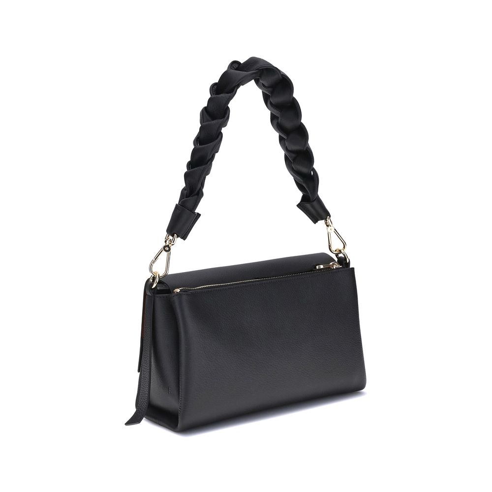 Black Calf Leather Shoulder Bag