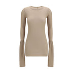 Viscose Silk Ribbed Knit Long Sleeve Top