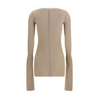Viscose Silk Ribbed Knit Long Sleeve Top