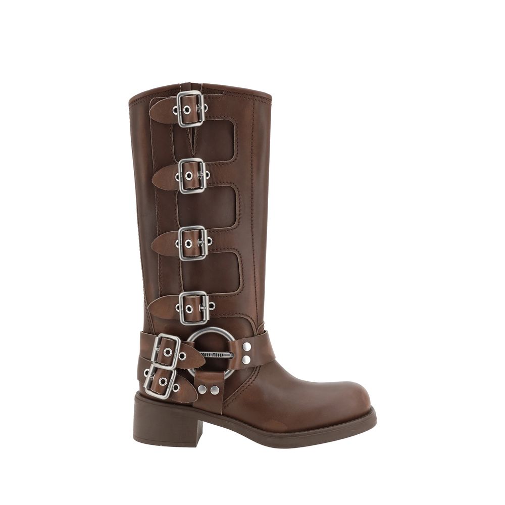 Brown Calfskin Lace-Up Boots