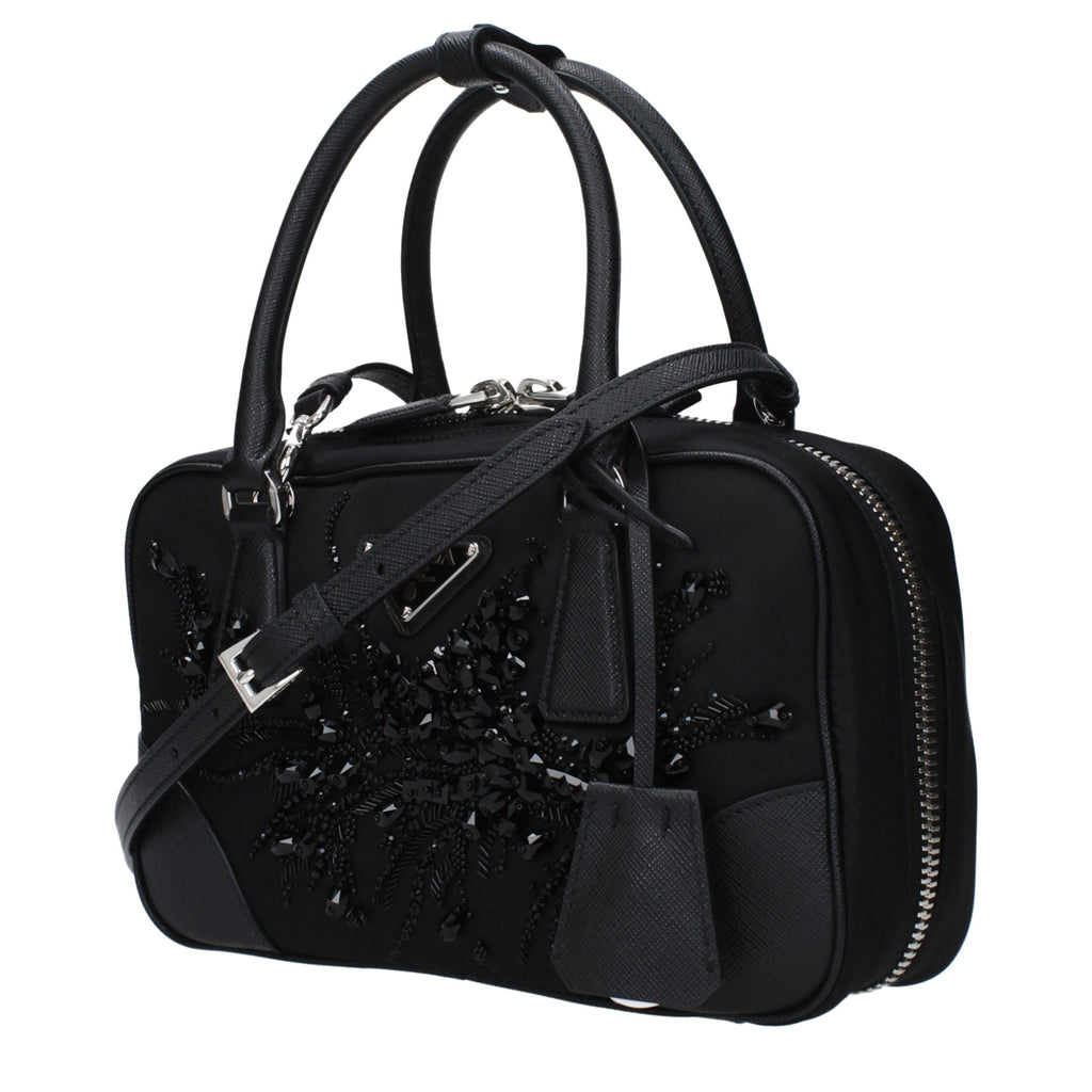 Small Black Fabric Handbag