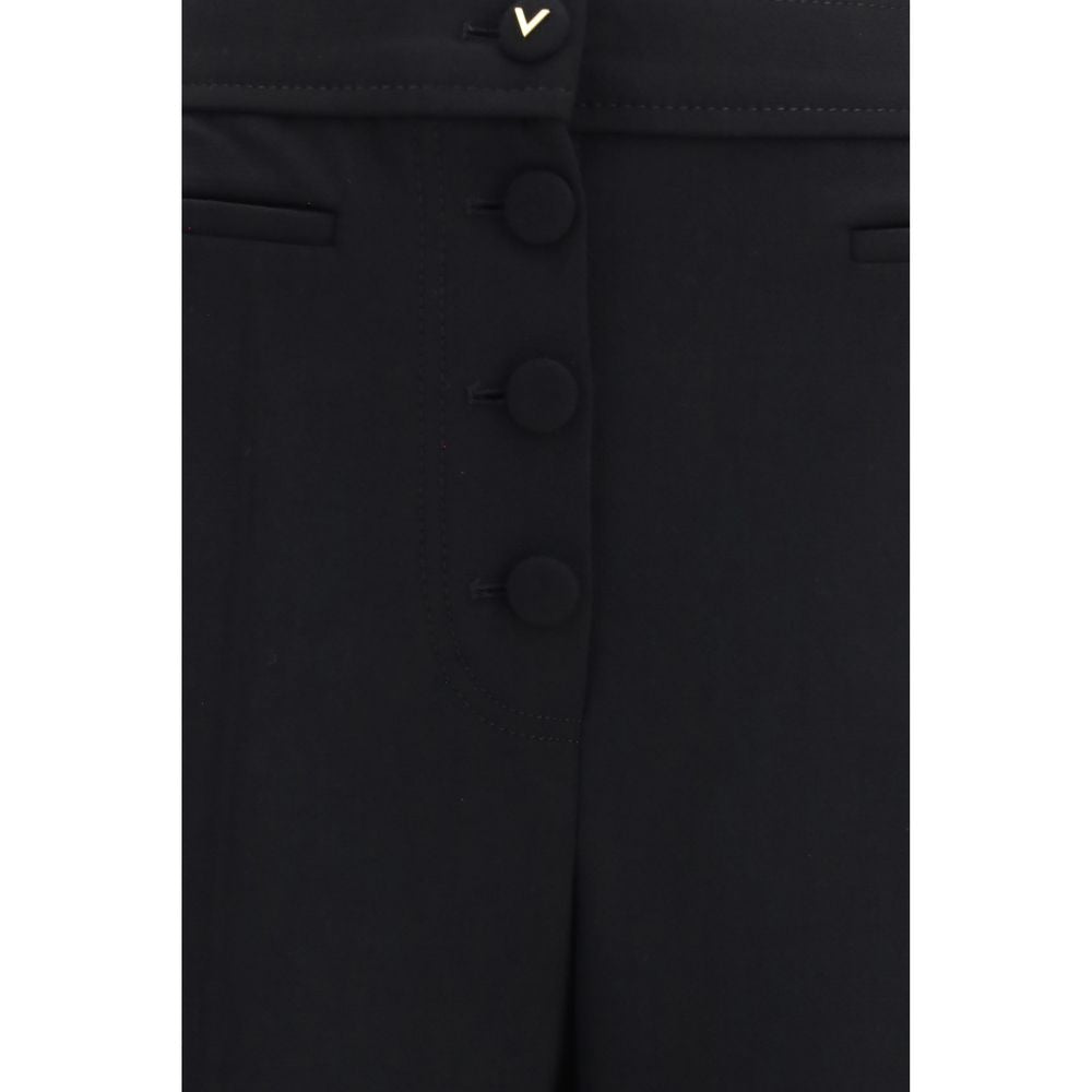 Black Wool Flared Pants